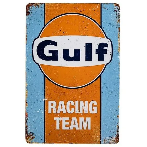 Gulf Racing Team Blechschild Vintage Garage Man Cave Wanddekoration