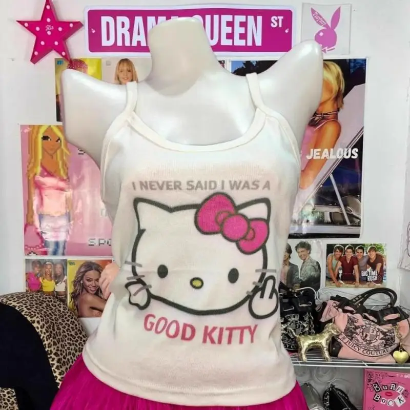 

Hello Kitty Sanrio Plush Kawaii Cartoon Cute Y2K Printed Cami Slim Tank Top Anime Plush Toys for Girls Kids Toys Birthday Gift