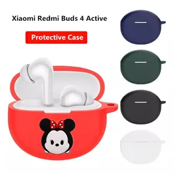 Cartoon Disney Earphone Case Cover For Redmi Buds 4 Active Silicone Wireless Earbuds Charging Box Protective Shell With Hook