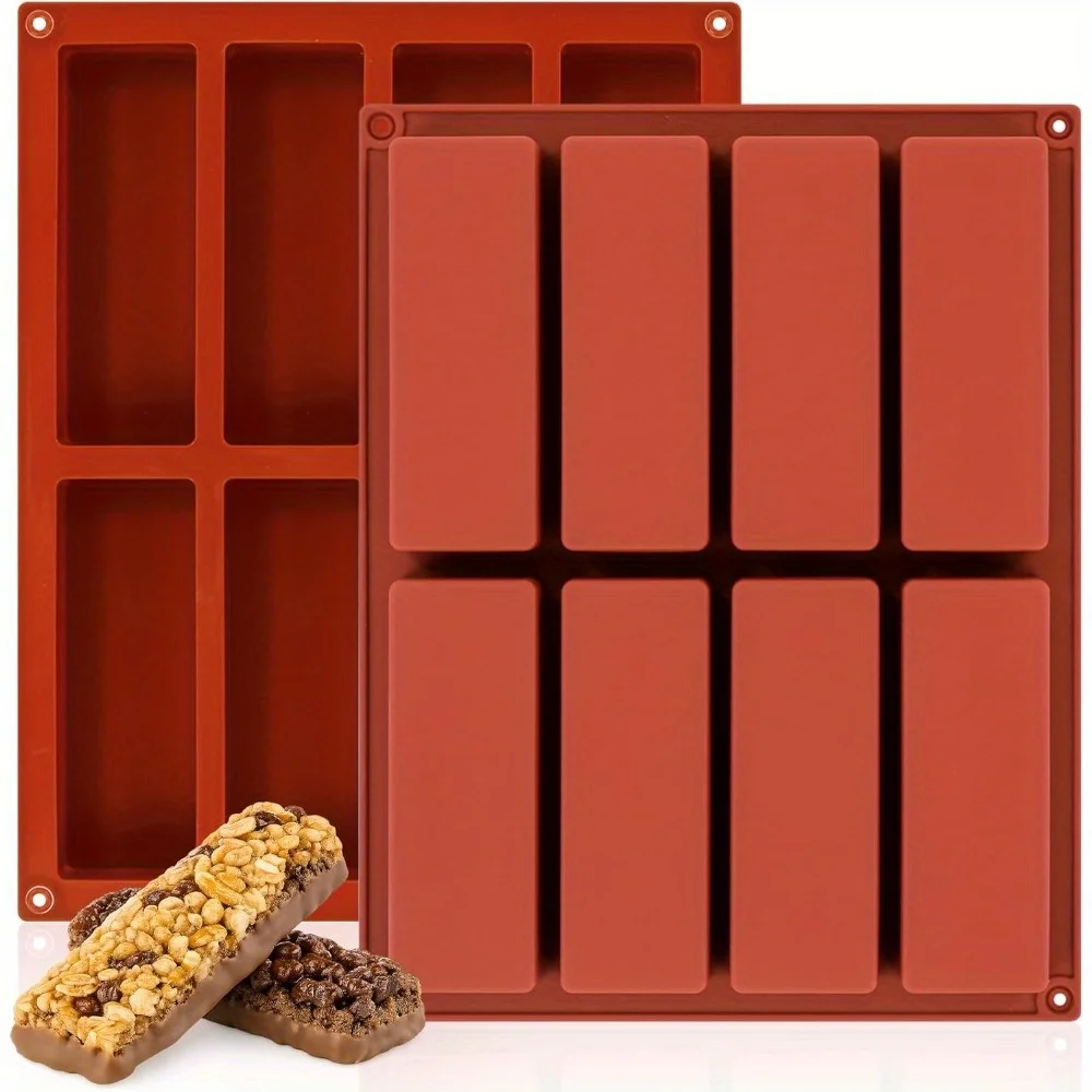 1pc 8-Cavity Silicone Granola Bar Mold - Non-Stick, Easy Release for Energy Bars, Cereal, Protein, Brownie, Chocolate & Candy