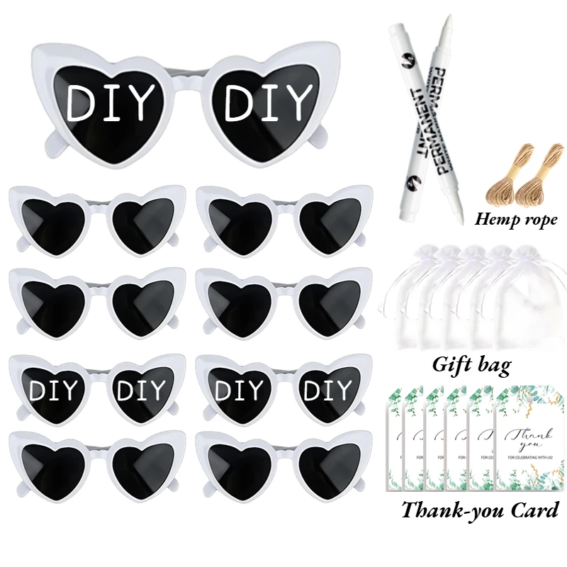 NONE 12–100 Stück Hochzeit Herz Sonnenbrille DIY Party Brille personalisierte Sonnenbrille Souvenirs für Gäste Bachelorette Brautjungfer Geschenke 7