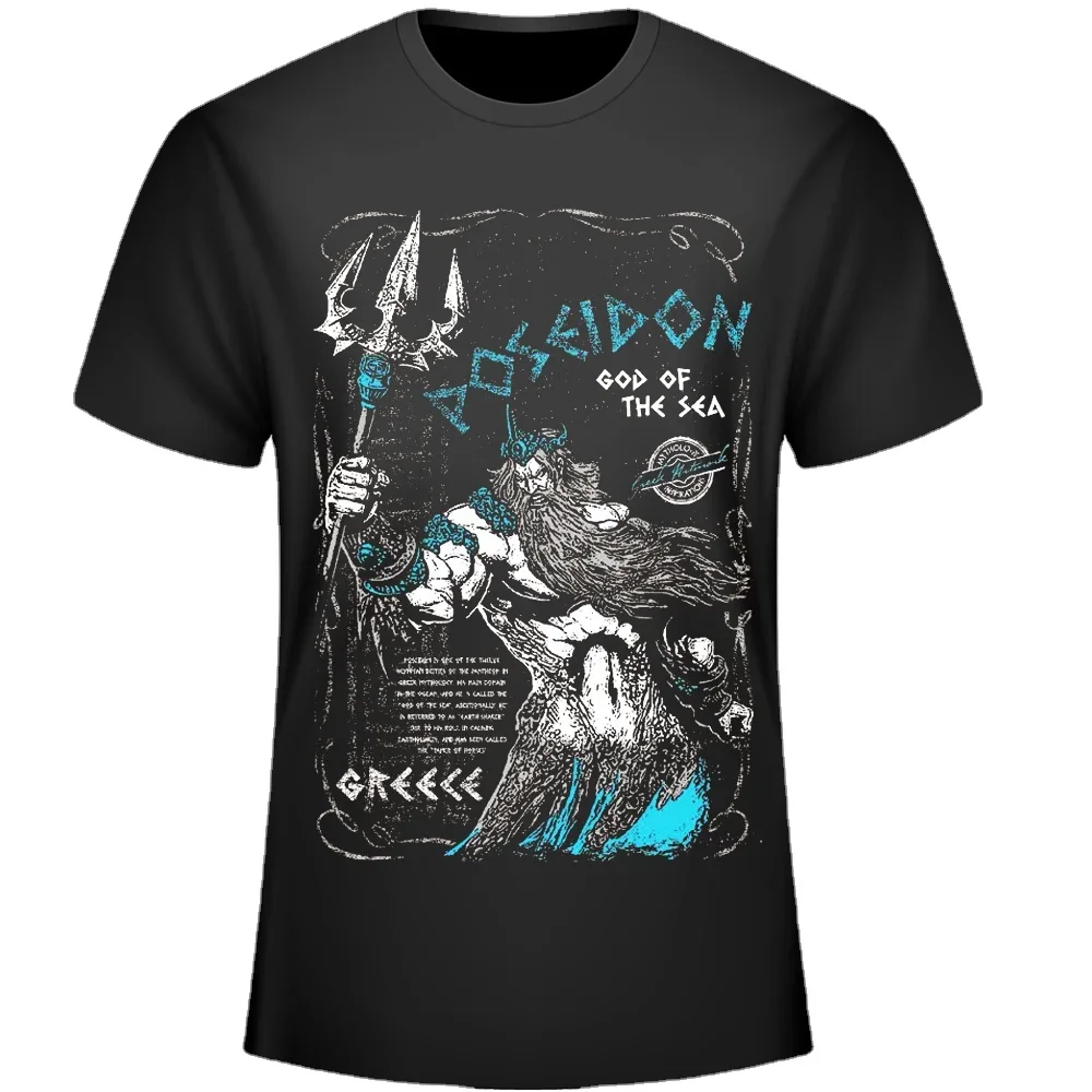 

Fashion Design Ancient Greek God of The Sea Poseidon Image Men's T-Shirt. Summer Cotton Short Sleeve O-Neck Unisex T Shirt New