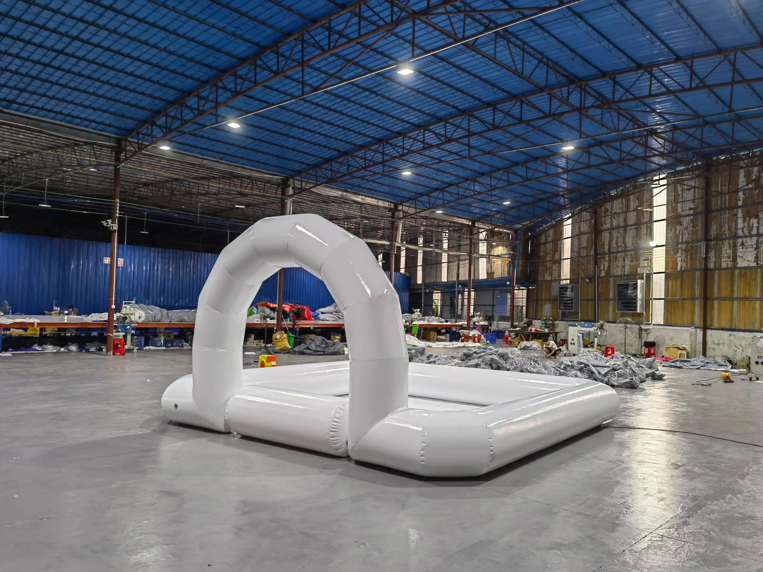 Custom White PVC Amusement Park Inflatable Bumper Car Track  Inflatable Race Track Pipe For Kids Bumper Cars