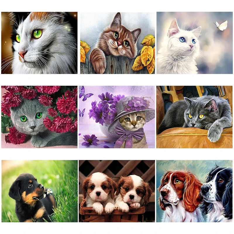 

5D Diy Diamond Painting Full Square Cat Dog Craft Kit Rhinestones Picture Diamond Embroidery Animals Mosaic Sale Home Decor 2022