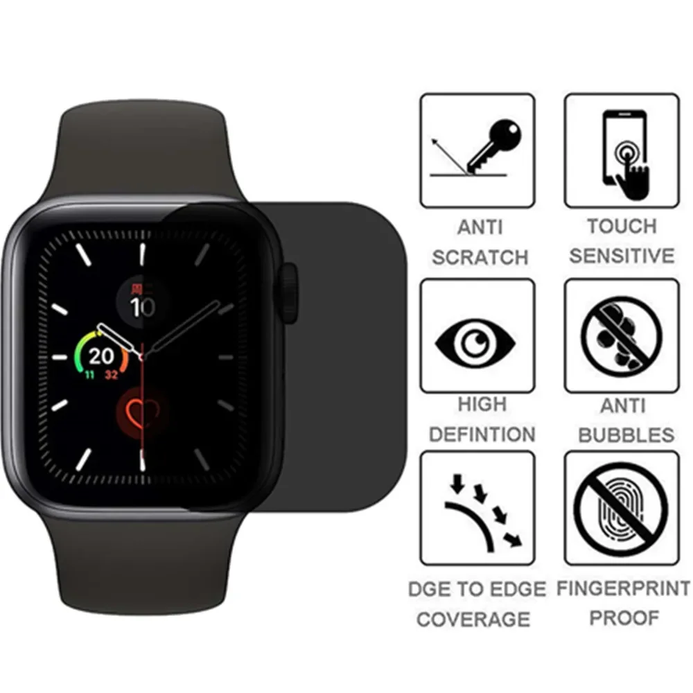 Gebogene Anti-Peep-Schutzfolie für Apple Watch 40 mm, 41 mm, 45 mm, 44 mm, Sichtschutzfolie für iWatch-Serie 9, 8, 7 se, 6, 5, 4