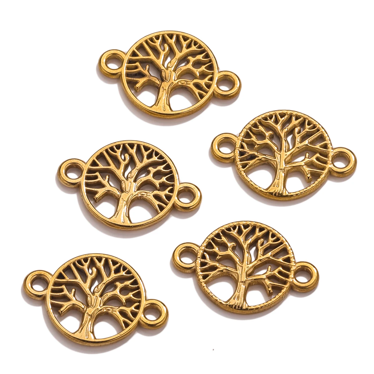 5pcs Charm World Peace Life Tree Stainless Steel Retro Pendants Making DIY Jewelry Making Earrings Connectors Findings Bracelets