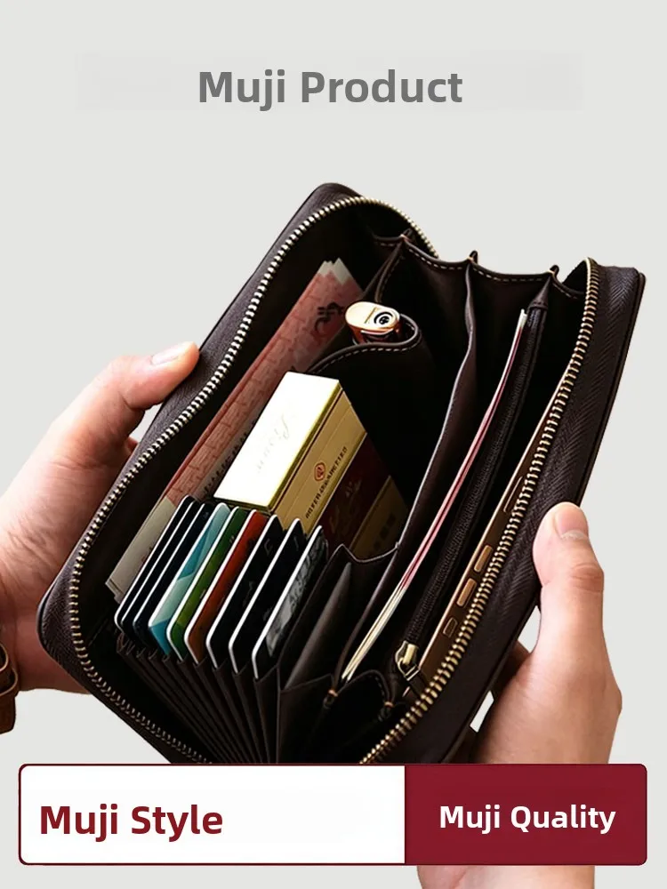 long-genuine-leather-wallet-integrated-design-unisex-zipper-card-holder-money-clip-korean-style-pure-color-youth-fashion