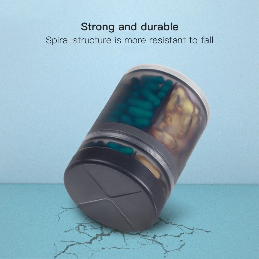 

Коробка для таблеток большой емкости, 4 сетки, герметичный органайзер для хранения таблеток для витаминов, рыбьего масла, таблеток, дорожный дозатор для лекарств, контейнер