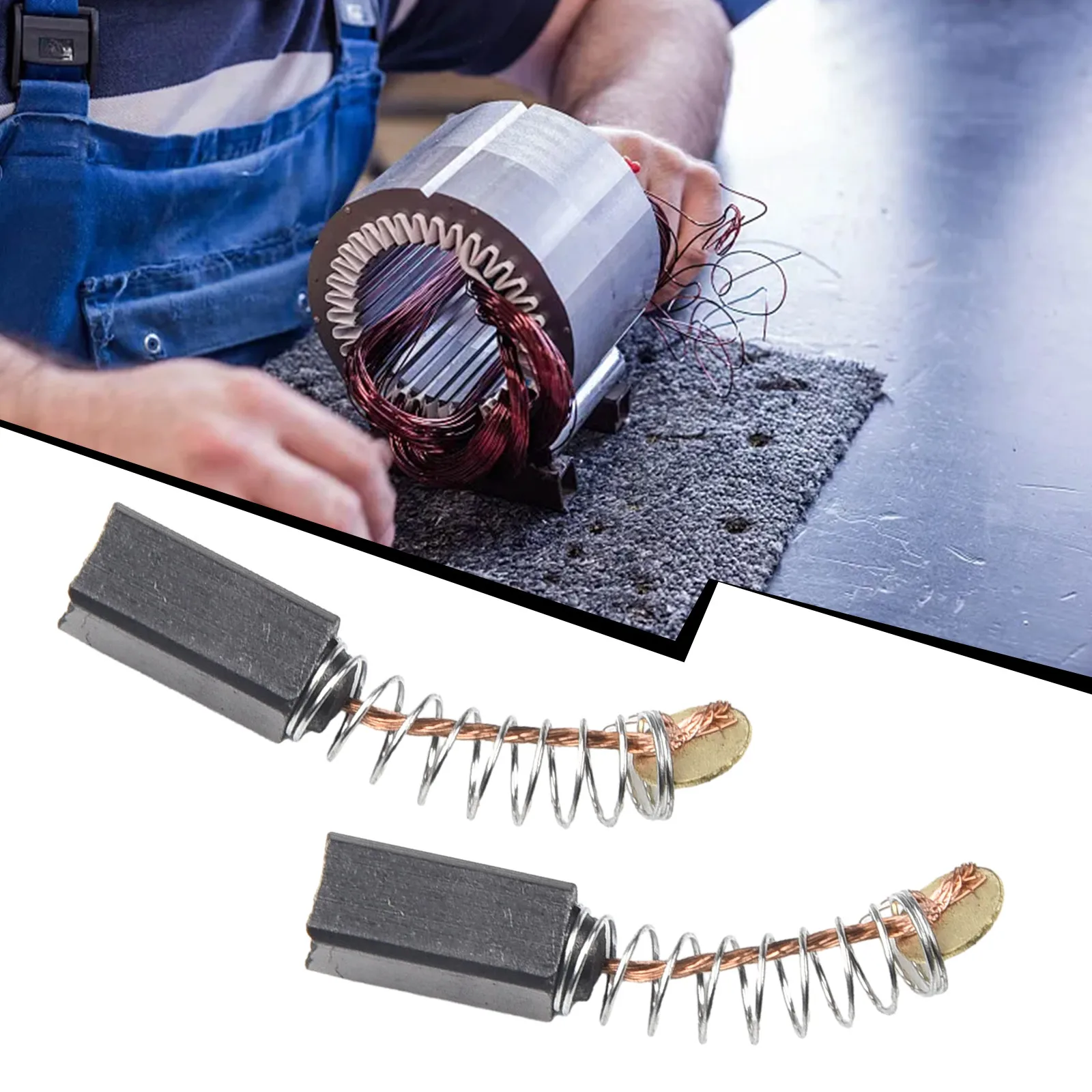 

2pcs Carbon Brushes for Electric Motor Repair 10x5x5mm Replacement Parts Compatible with Power Tools and Motor Maintenance