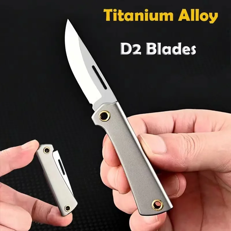 Titanium Alloy Folding Blade High Hardness Mini Knife Portable Keychain Disassembly Express Outdoor Camping Tools