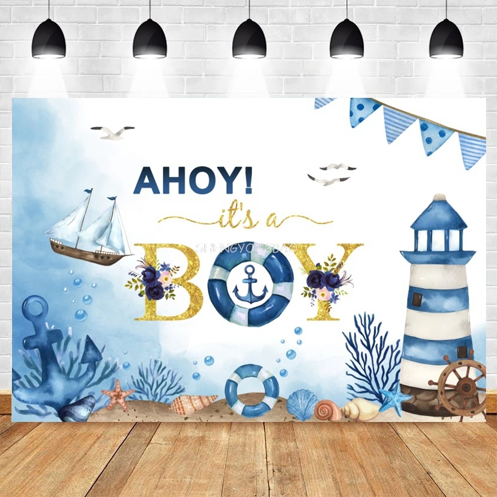 

Nautical Rows Starfish Sea Photography Backdrops Baby Shower Decor Baby Portrait Wooden Board Rail Photo Studio Background HG-01