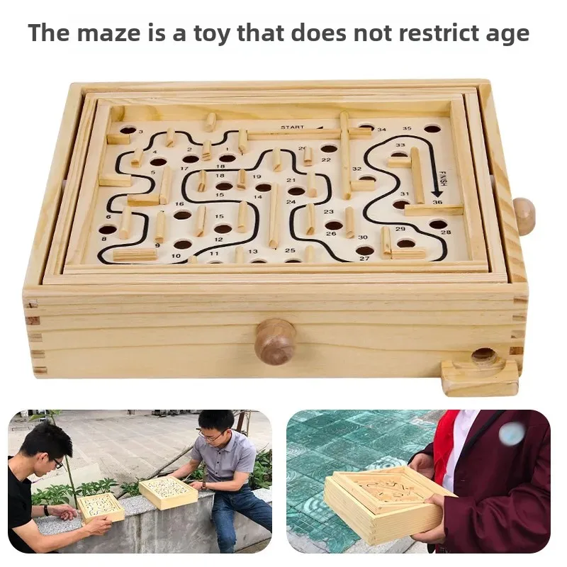 لعبة التوازن الخشبي، لعبة مسار سطح المكتب التفاعلية، لعبة ألغاز حل المتاهة المكرنك اليدوية للأطفال والكبار