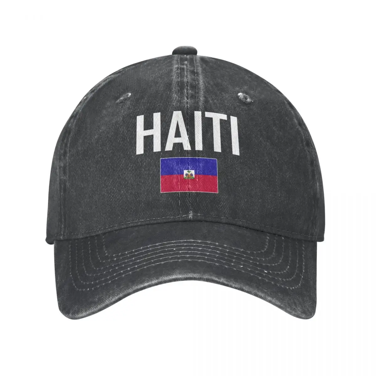 

Мужская бейсболка с флагом HAITI и шрифтом, темно-серая джинсовая классическая винтажная хлопковая шляпа дальнобойщика для папы, унисекс для взрослых