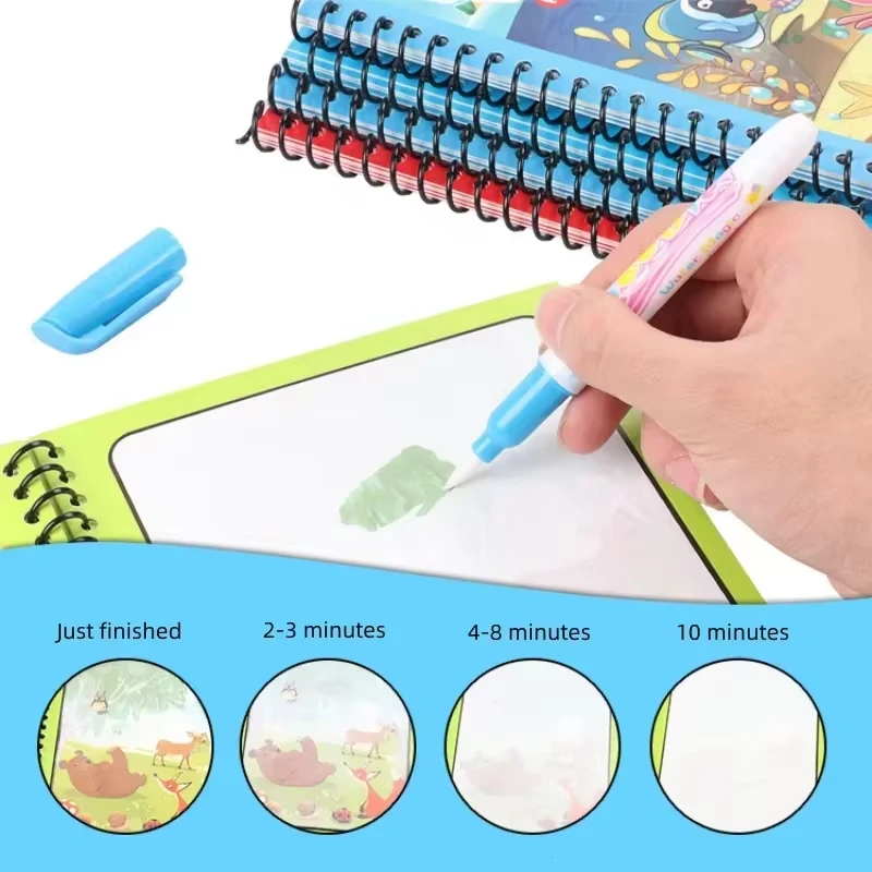1pc Reusable Water Drawing Book Magic Water Book Mess-Free Magic Painting Pad with Refillable Water Pen Learning  Education Toy view 4