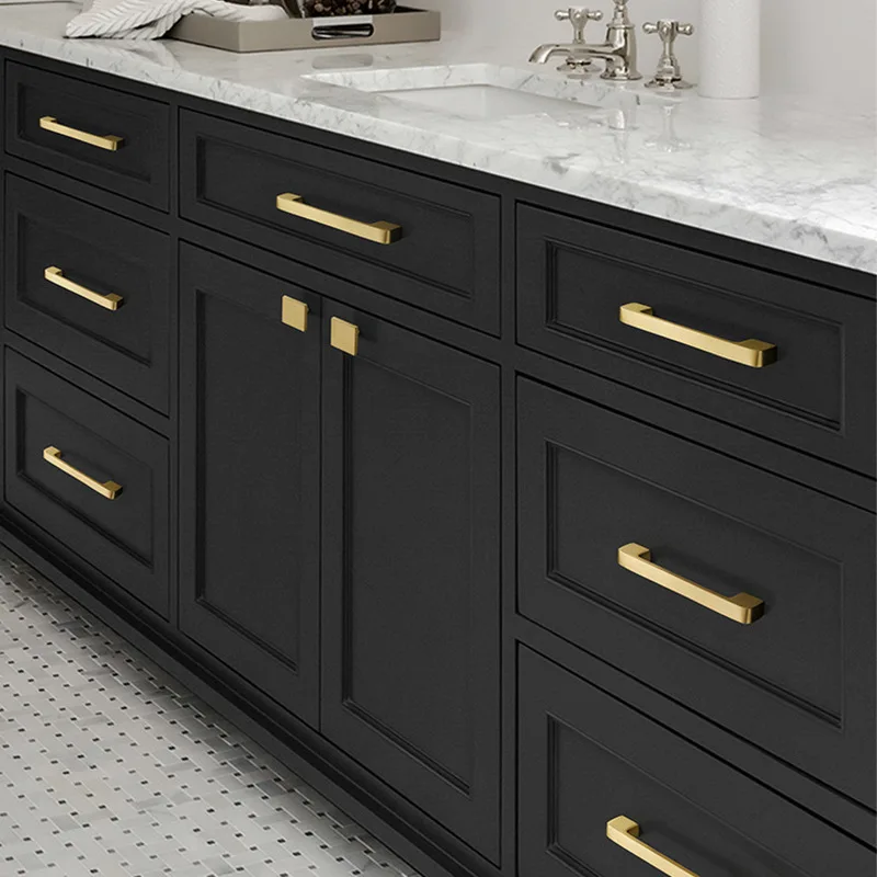 Solid Brass Furniture Handles Golden Handles for Wardrobe and Drawer Dresser Brass Hardware Fitting Cabinet Knobs and Handles