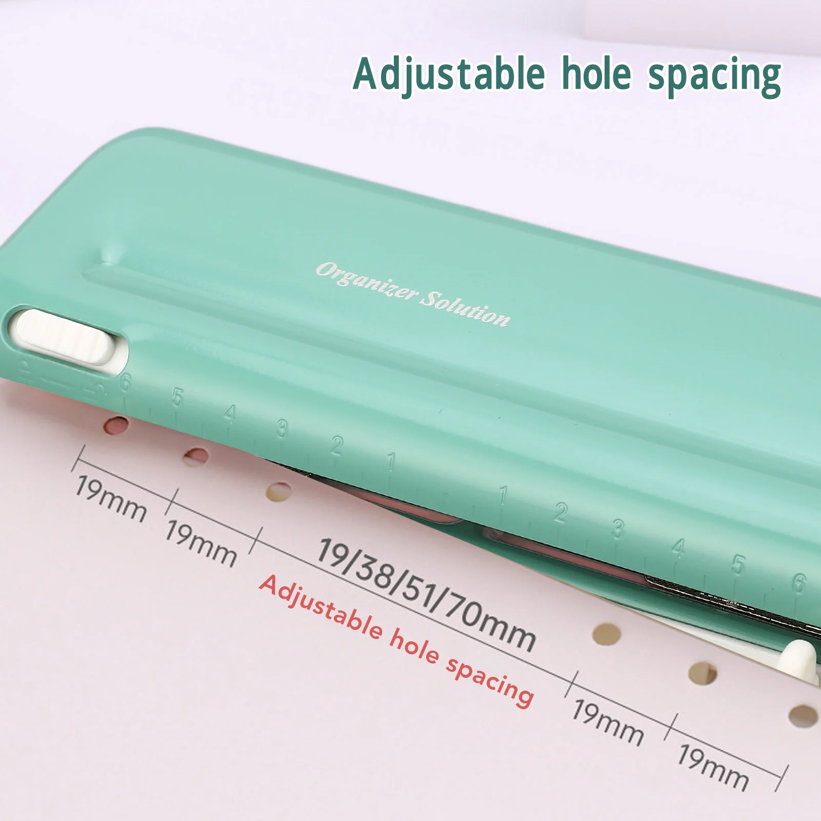 6 فتحات خرامة الورق تباعد قابل للتعديل مخطط ثقب الناخس ل A4 B5 الأخضر 6 فتحات لكمة للمخطط #1