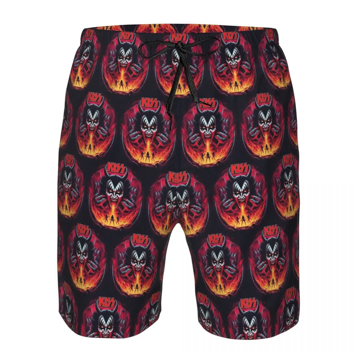 

KISS The Band Demon Red Rock Music Trunks Beach Board Shorts Casual Quick Dry Swimming Summer Men Pants