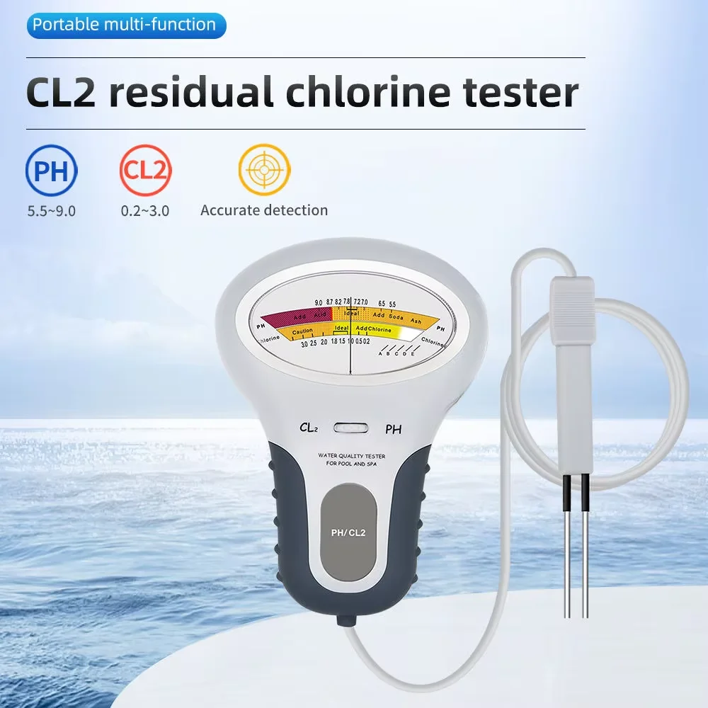 A Set Of Residual Chlorine Detector, Double Needle Probe Swimming Pool, SPA Total Chlorine PH Value, Two-In-One ABS Portable Pen