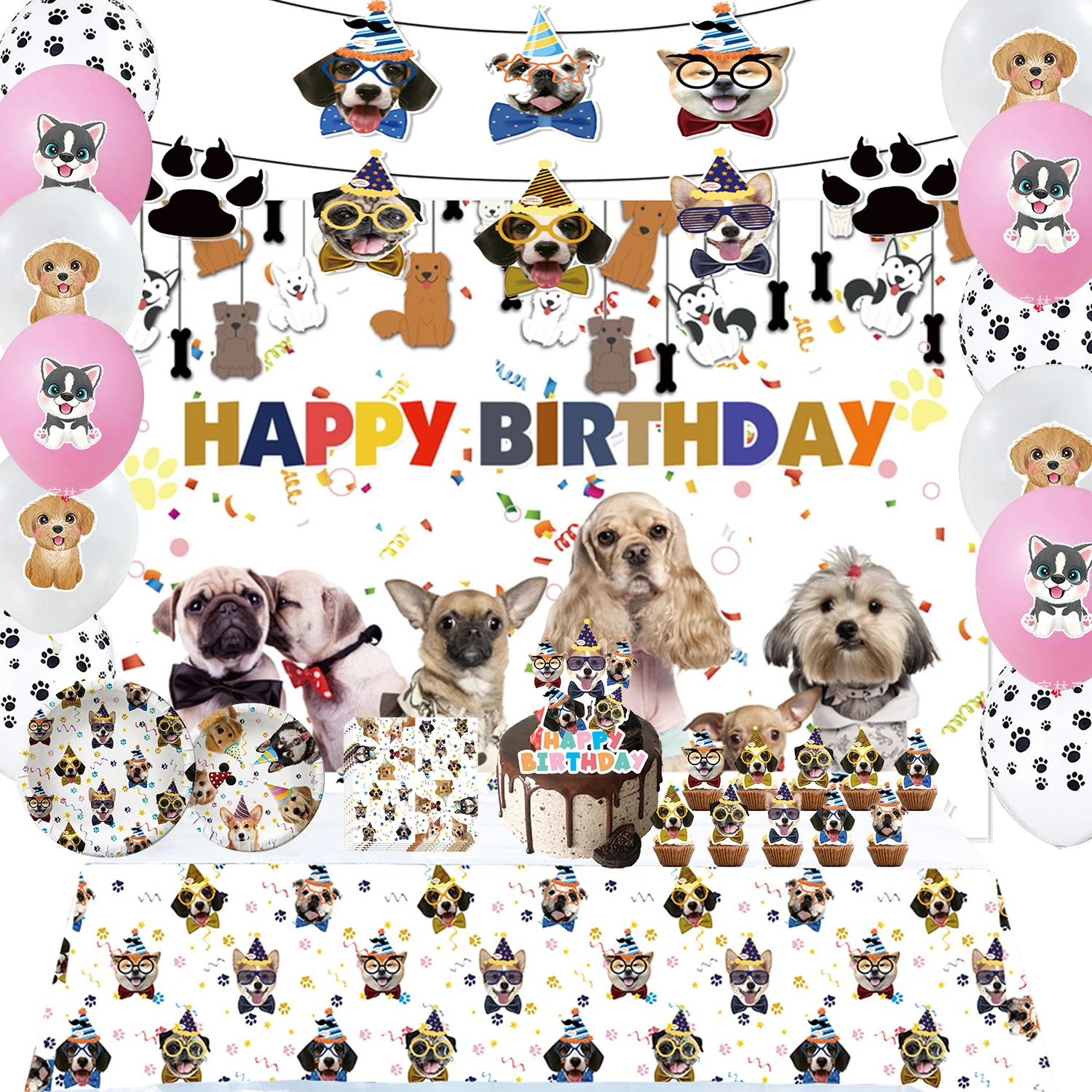 Pet Supplies Nz - Pet Dog Party Plates Cup Napkin