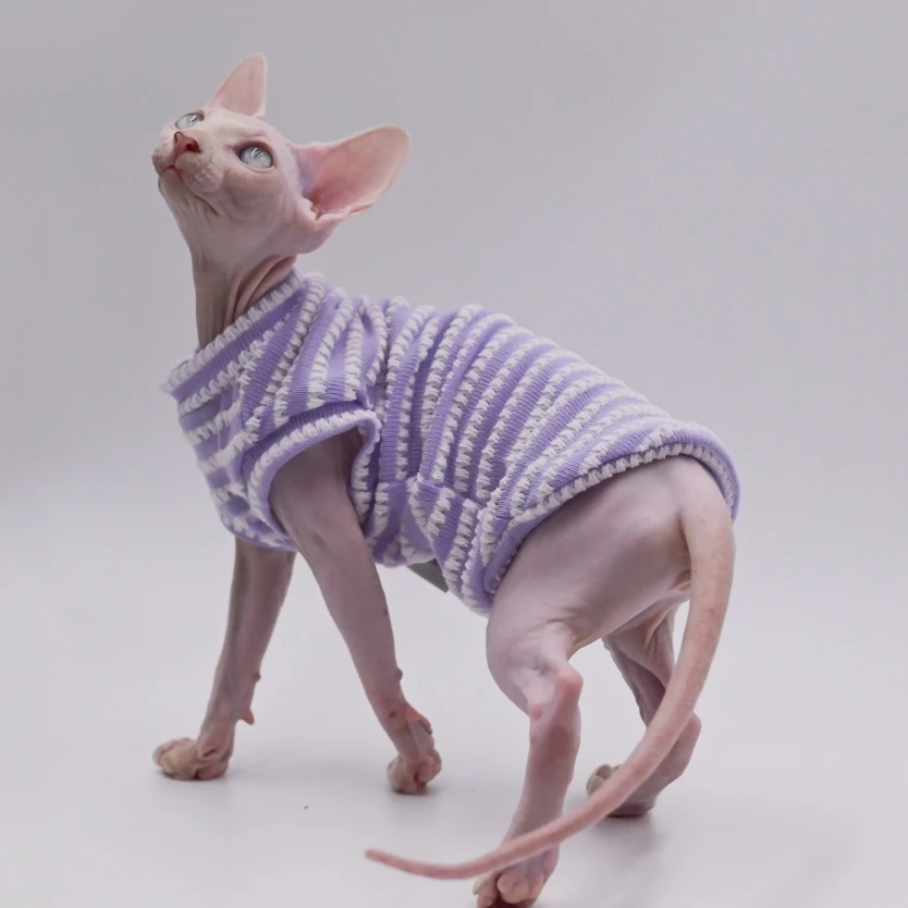 Sphynx Cat Clothes Hairless Cat Clothes Cat Summer Pure Cotton Skin-friendly Close-fitting  Cat Clothing for Small Cats and Dogs