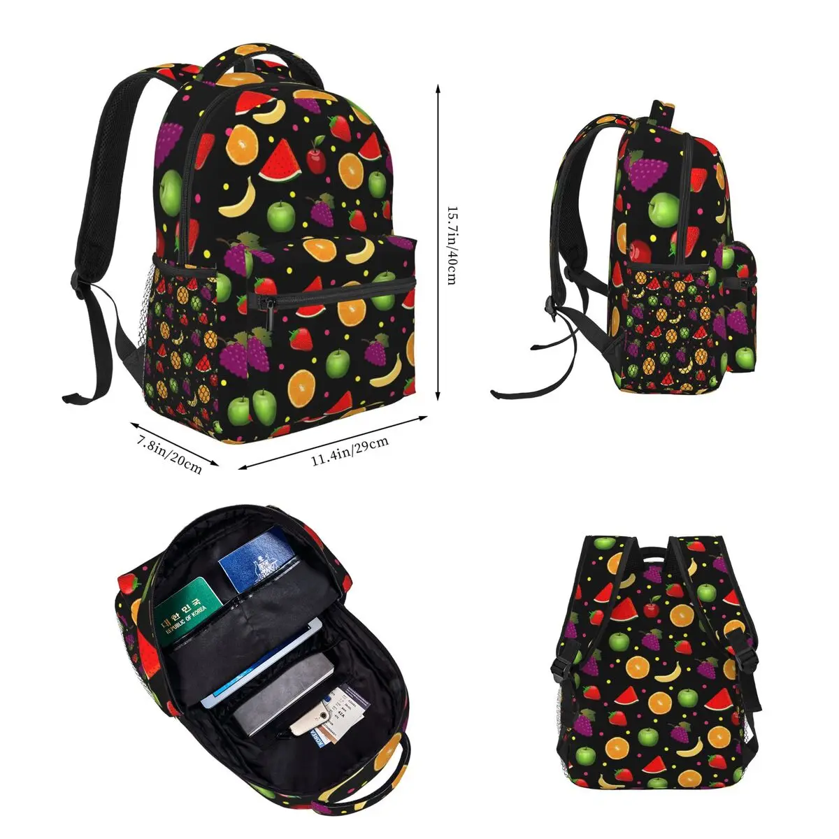 Fruit Pattern Gifts Backpacks Boys Girls Bookbag Children School Bags Cartoon Kids Rucksack Lunch Bag Pen Bag Three-Piece Set