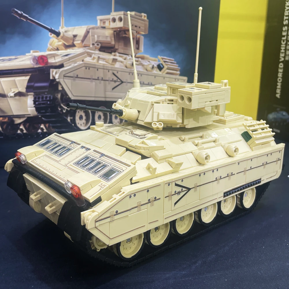Military Armored Vehicles M2 Bradley Tank Building Block Armored Car Brick Model WW2 Weapon Soldier Toys For Children Gift MOC