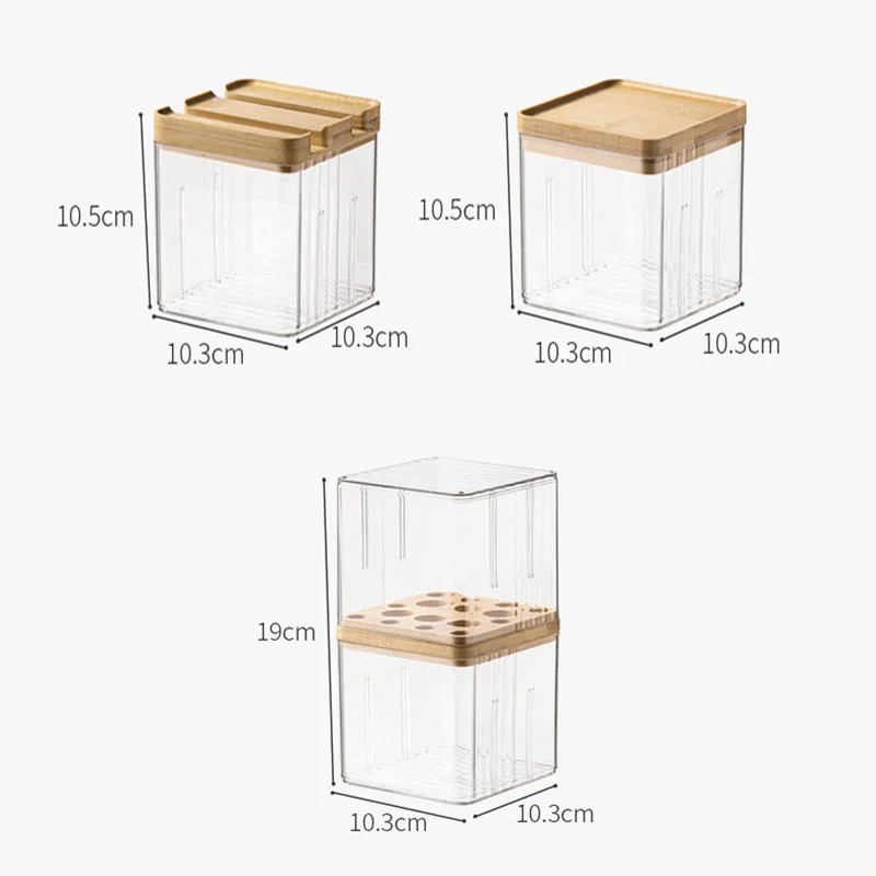 Organizador de cosméticos acrílico de madera a prueba de polvo para brochas de maquillaje y lápiz labial, caja de almacenamiento de brochas de maquillaje de varios niveles con soporte para teléfono