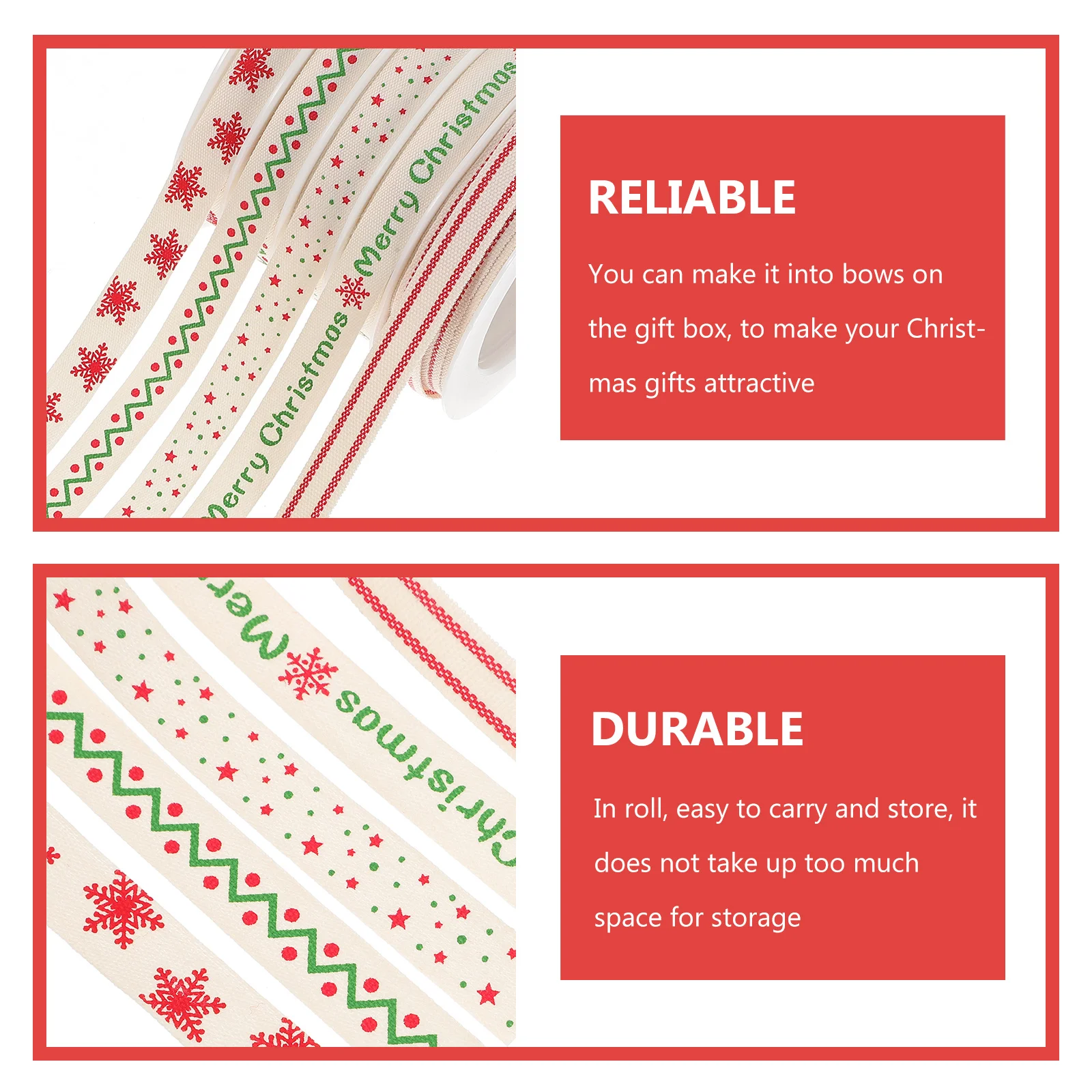 

5 Rolls Christmas Ribbon Cotton Material Durable for Gift Wrapping DIY Xmas Box Ribbon Decoration Christmas Ribbons