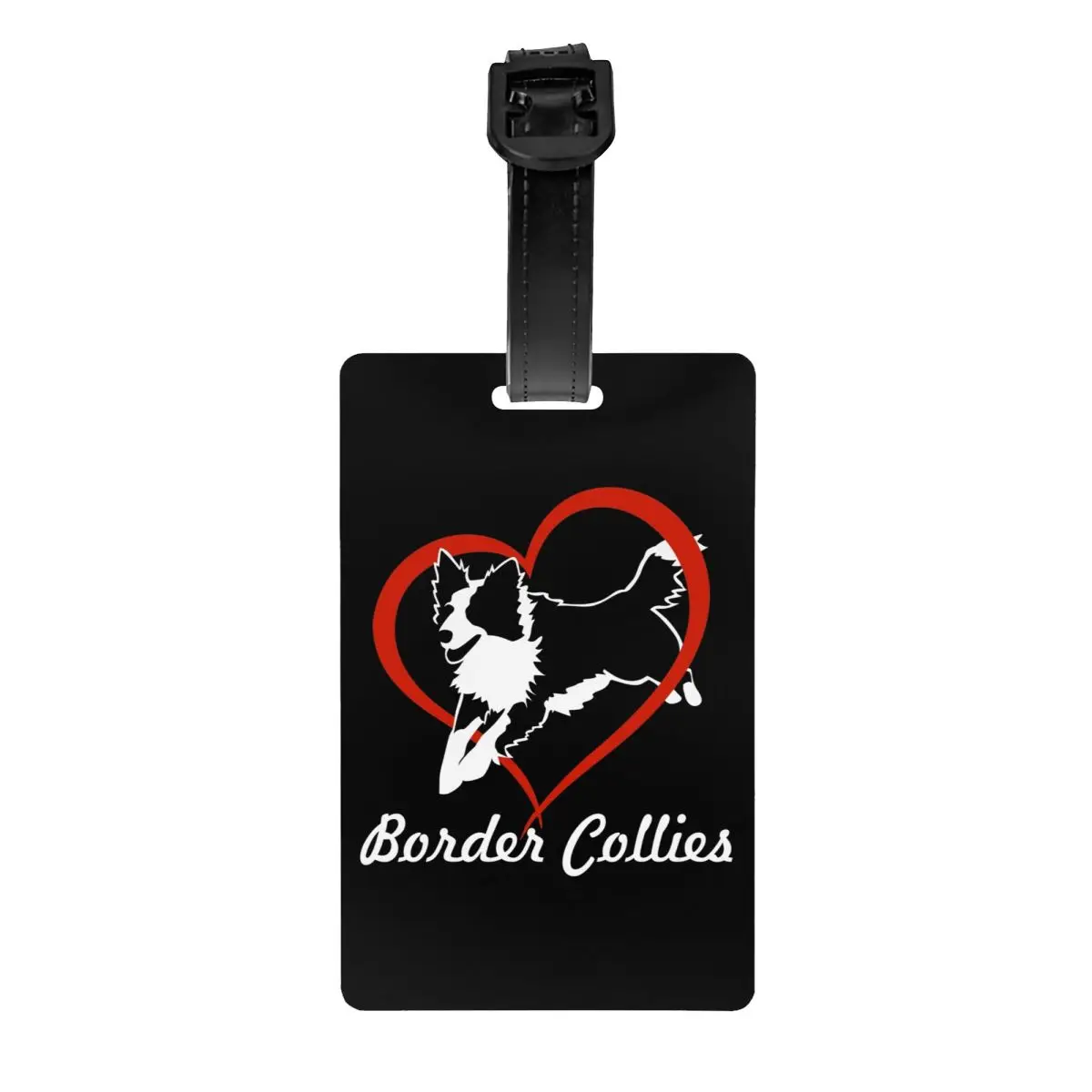 Custom Cute Love Border Collies Luggage Tag With Name Card Dog Pet Privacy Cover ID Label for Travel Bag Suitcase