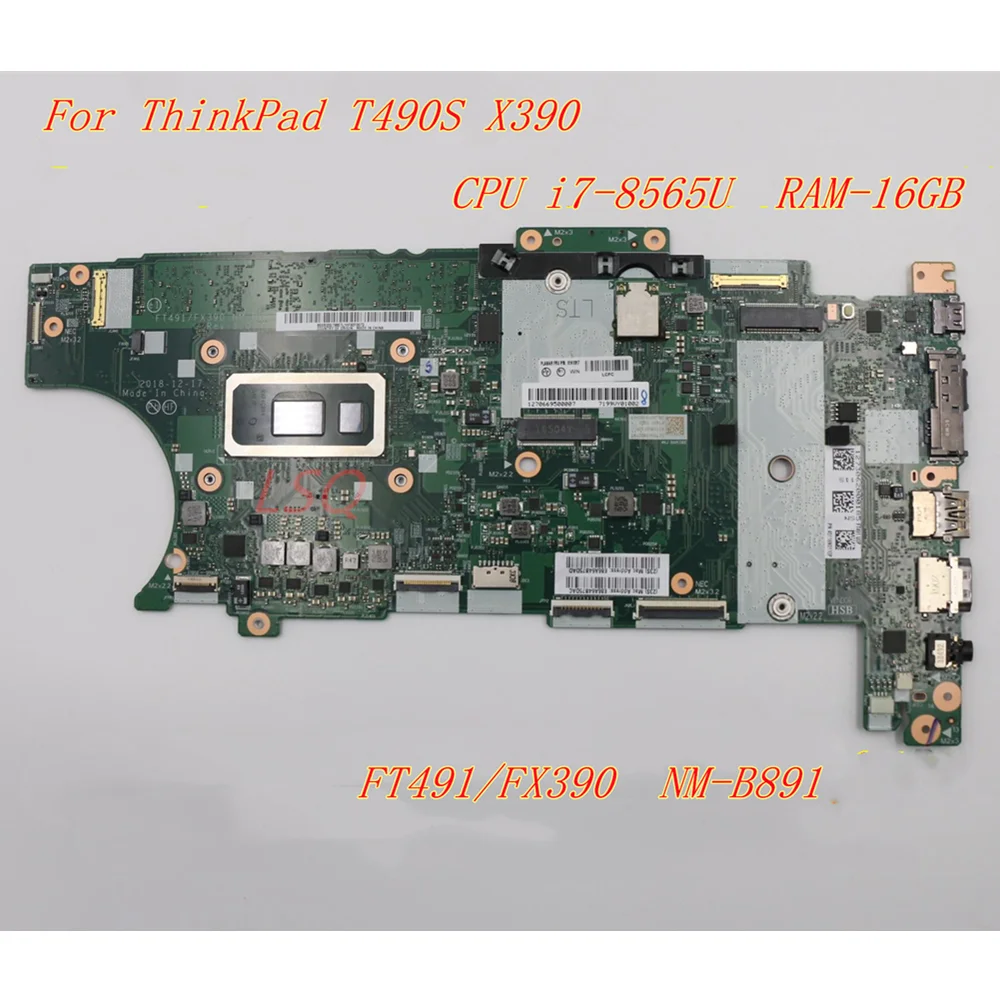 

Для ноутбука Lenovo ThinkPad T490S, материнская плата для центрального процессора, фонарь 491/FX390, фонарь 5B21C98782 01HX916 01HX918 01HX917