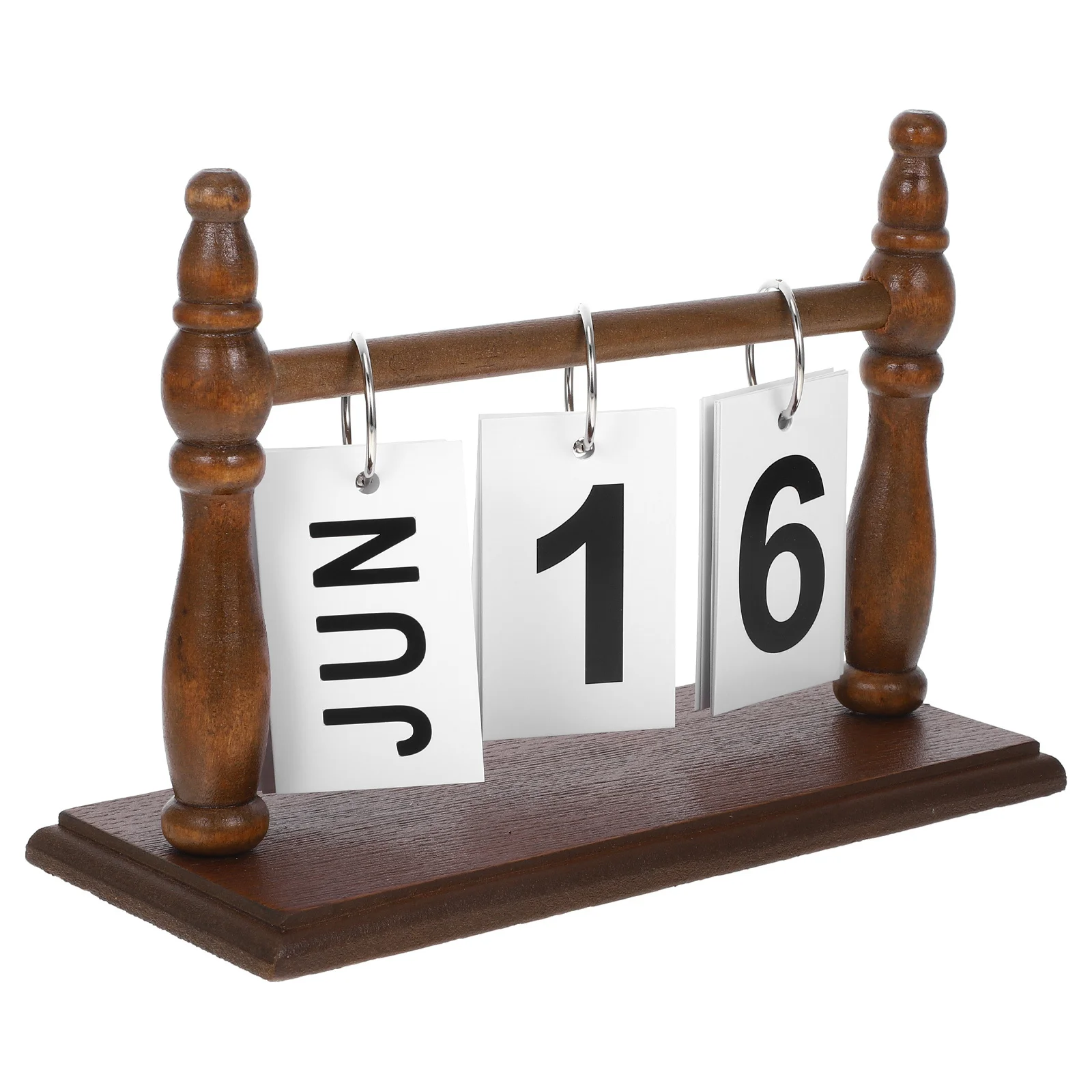 

Desk Calendar Wooden Base Flip Manual Change Perpetual Desk Accessory Creative Rustic Home Office Desktop Decor