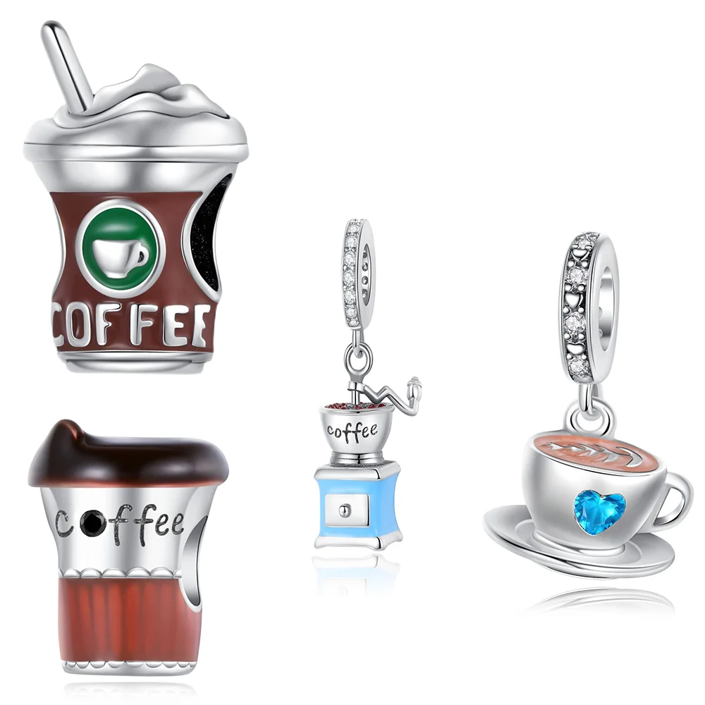Charms Plata Coffee Machine Cup Beads Silver Plated For Charms Silver Plated Original Bracelet for Jewelry Making