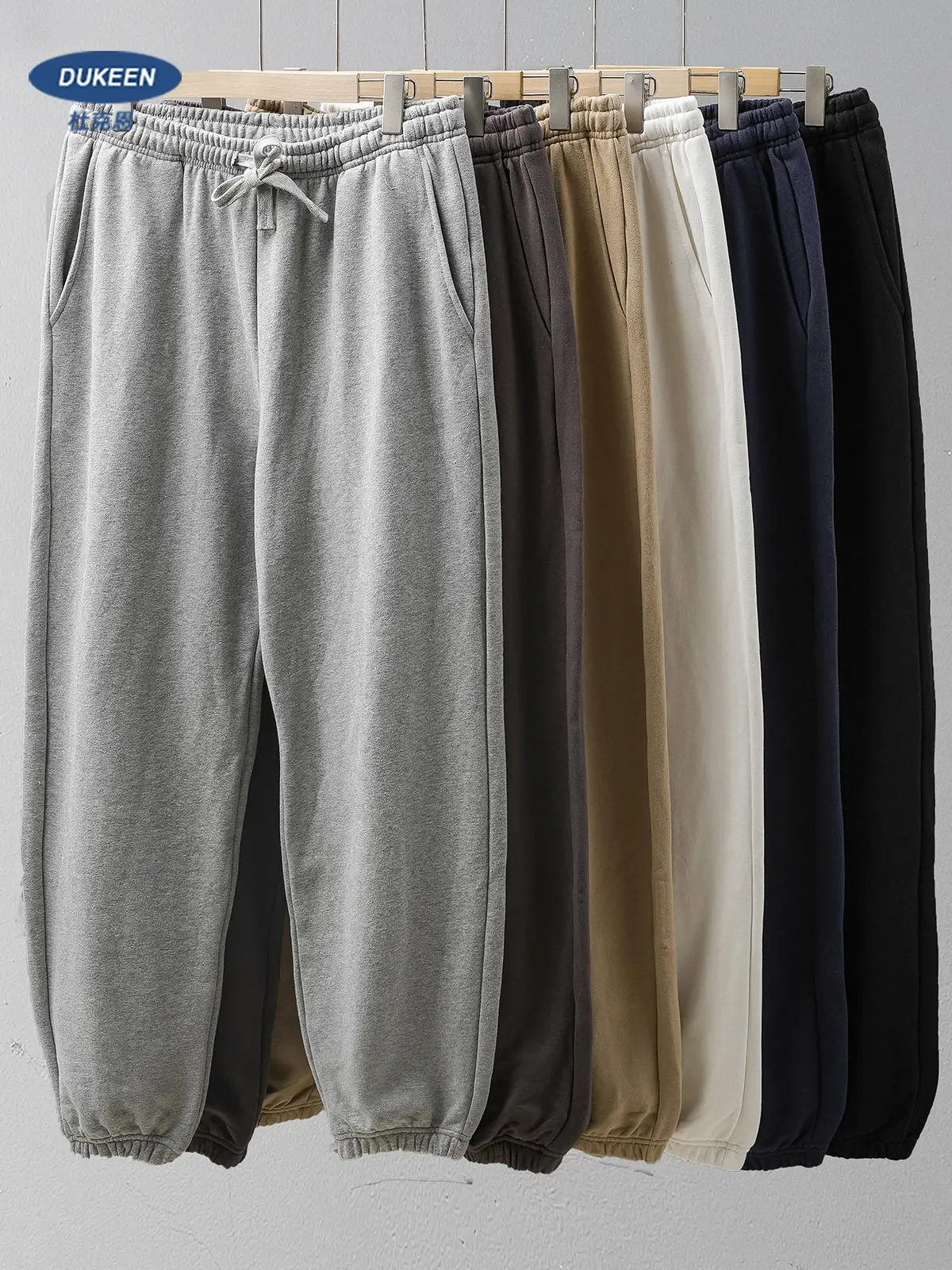 DUKEEN 500G Heavyweight Men Sweatpants Spring and Autumn 100% Cotton Loose Casual Sport Jogger Pants Men's Drawstring Trouse