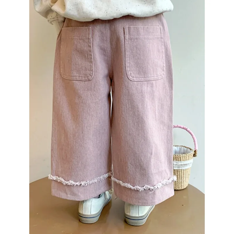 

Spring Autumn Straight Leg Pants for Little Girls Baby Girls Pure Color Long Trousers Casual Faionable Korean Sle