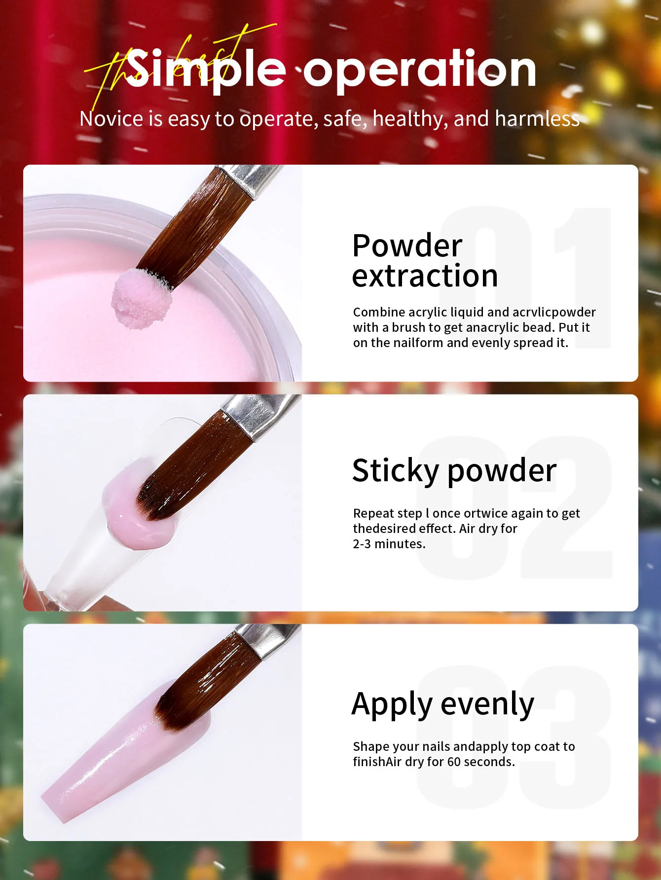 Zestaw 6-kolorowego akrylowego pudru kryształowego, umożliwiający tworzenie manicure w jakości salonowej w domu, idealny dla początkujących i profesjonalistów.