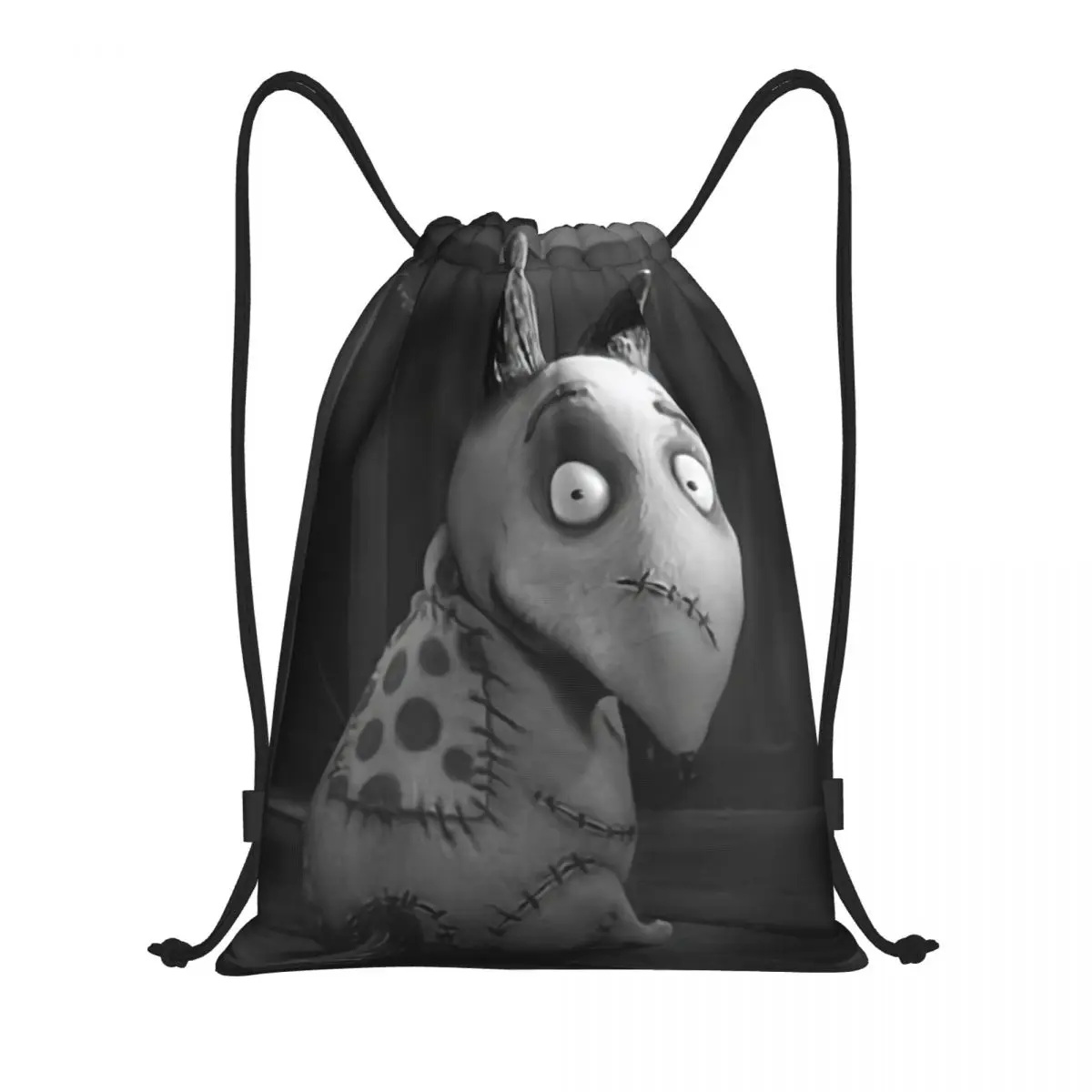 

Custom Sparky Frankenweenie Dog Drawstring Backpack Women Men Sport Gym Sackpack Foldable Horror Film Shopping Bag Sack