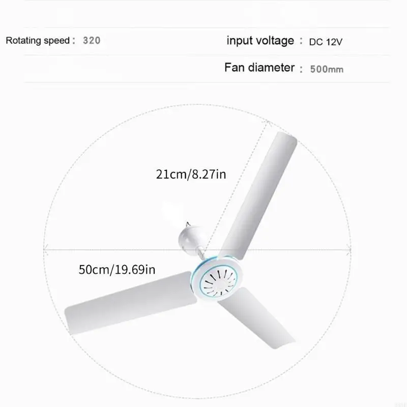 896F 20inch Camping Fan Hanging Fan 6W 12V Ceiling Fan Ceiling Fan with Switches