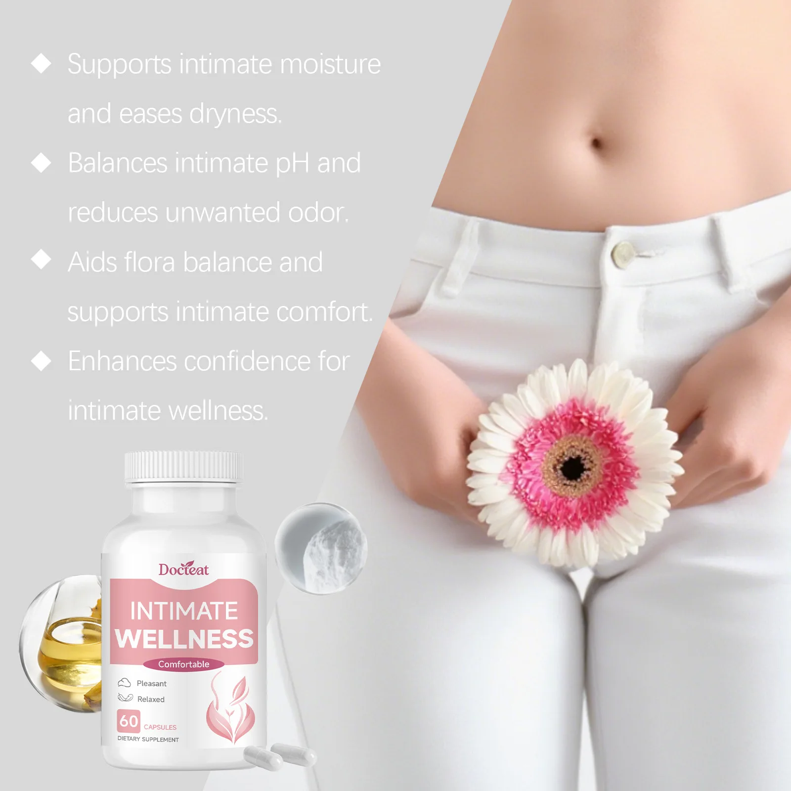DOCTEAT Women Capsules Maintain a Balance of Private Microbiota Improve Inflammation Regulating Menstrual Cycle Private Health