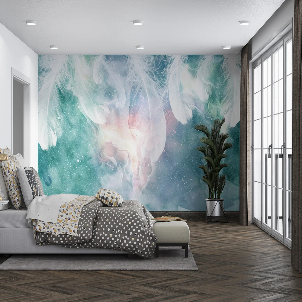 Customized 3D abstract feather Nordic TV sofa background wall mural wallpaper