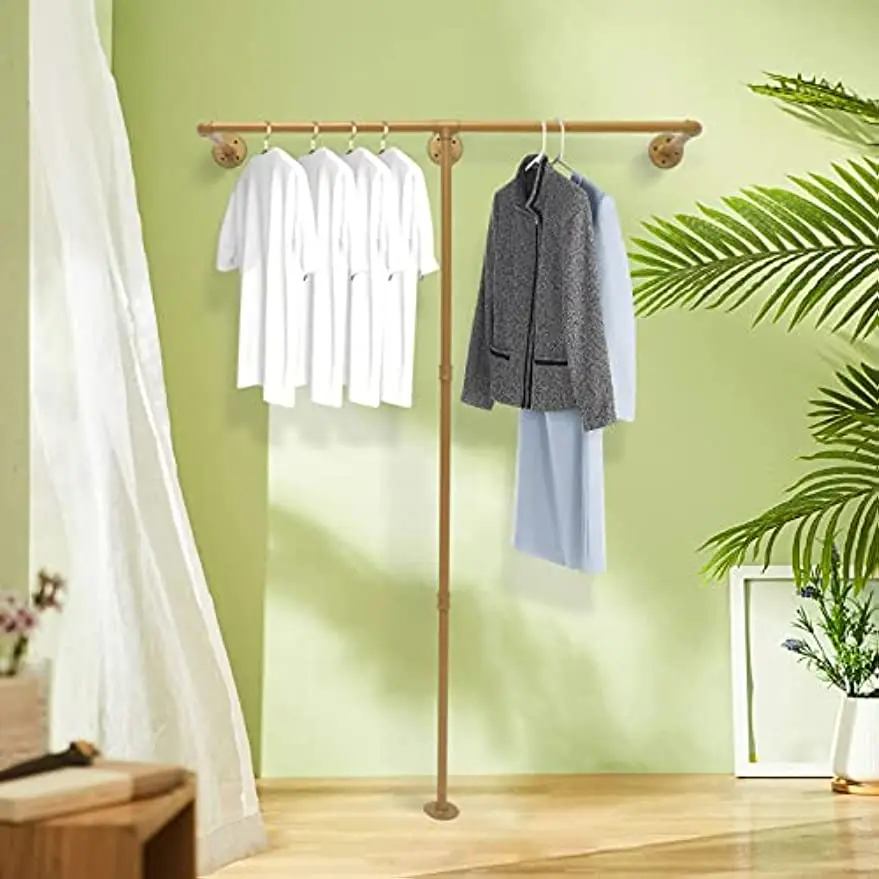 

Industrial Pipe Clothes Rack Heavy Duty Wall Mounted Garment Bar Retail Display Rack Closet Storage Clothes Organizer