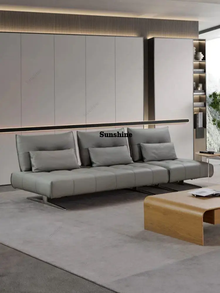 Italian minimalist S-class medium and thick light pressure drop 360 ° all-leather sofa, multi-functional light luxury living