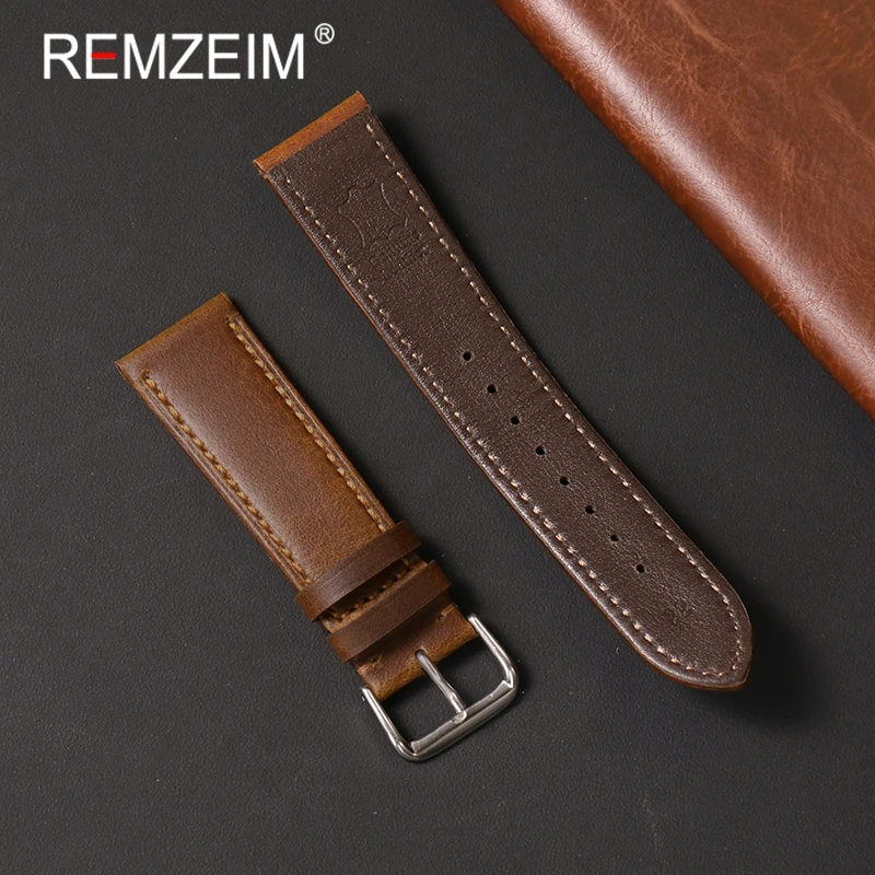 

Vintage Genuine Leather Watch Strap 18mm 20mm 22mm Wristwatch Band Khaki Brown Oil Wax Skin Man Bracelets