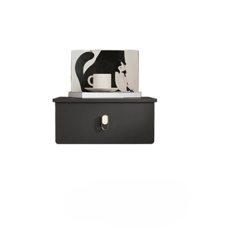 Picture 7: Modern ‌Floating Nightstand Solid Wood Wall Mounted Bedside Cabinet Space Saving Storage Drawer for Luxury Bedroom Furniture
