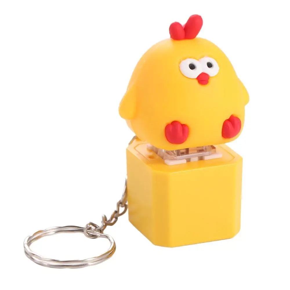 Yellow Chick Keyboard Sound Keychain Fidget Toy Sing Song Mechanical Keyboard Keychain Colorful Light Luminous