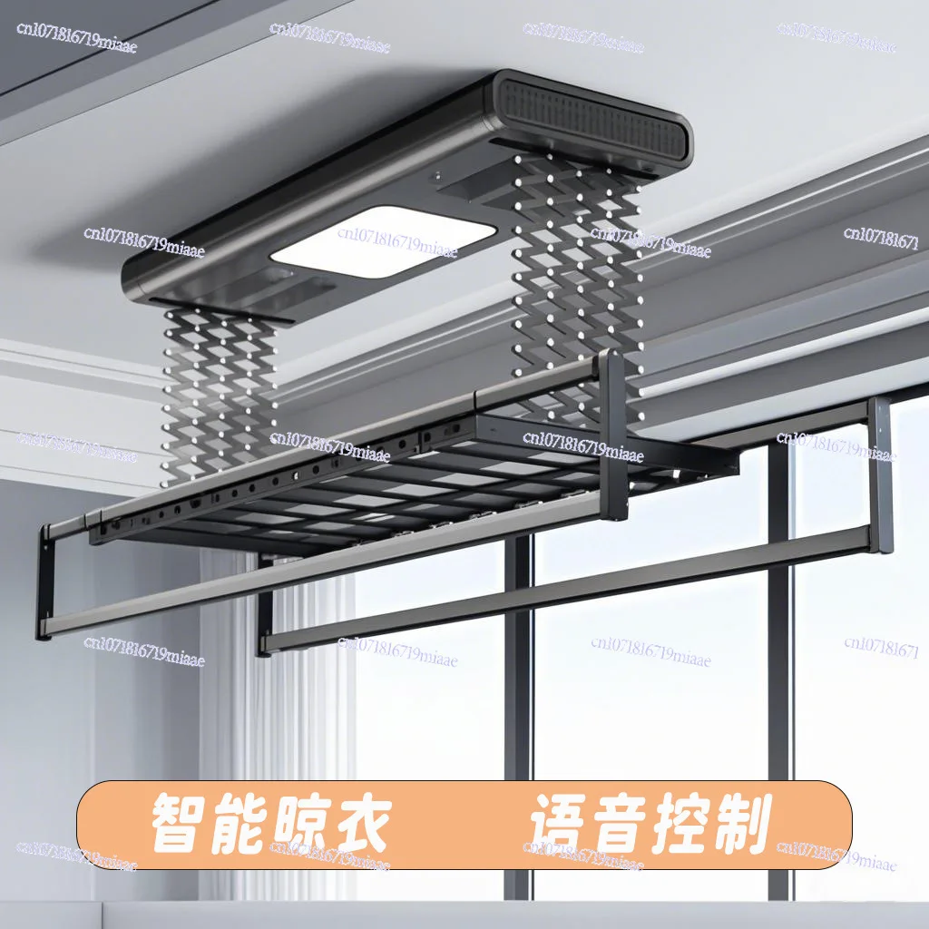Electric lifting drying rack, remote control household balcony, indoor telescopic drying rod