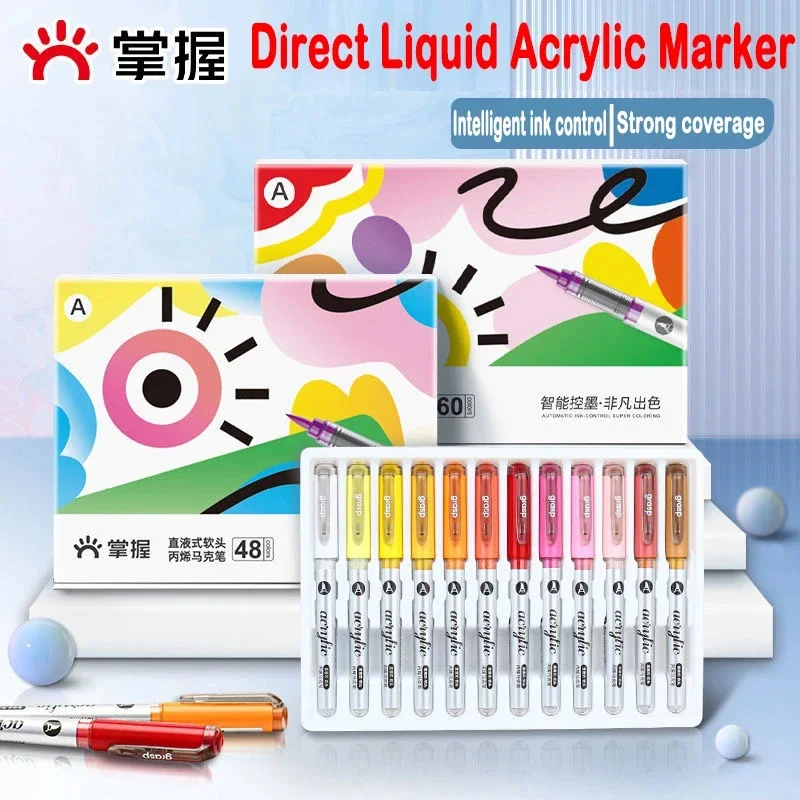 120/12 Colors Acrylic Markers Brush Tip Paint Pen for Fabric Rock Painting Stone Ceramic DIY Stationery School Art Supplies