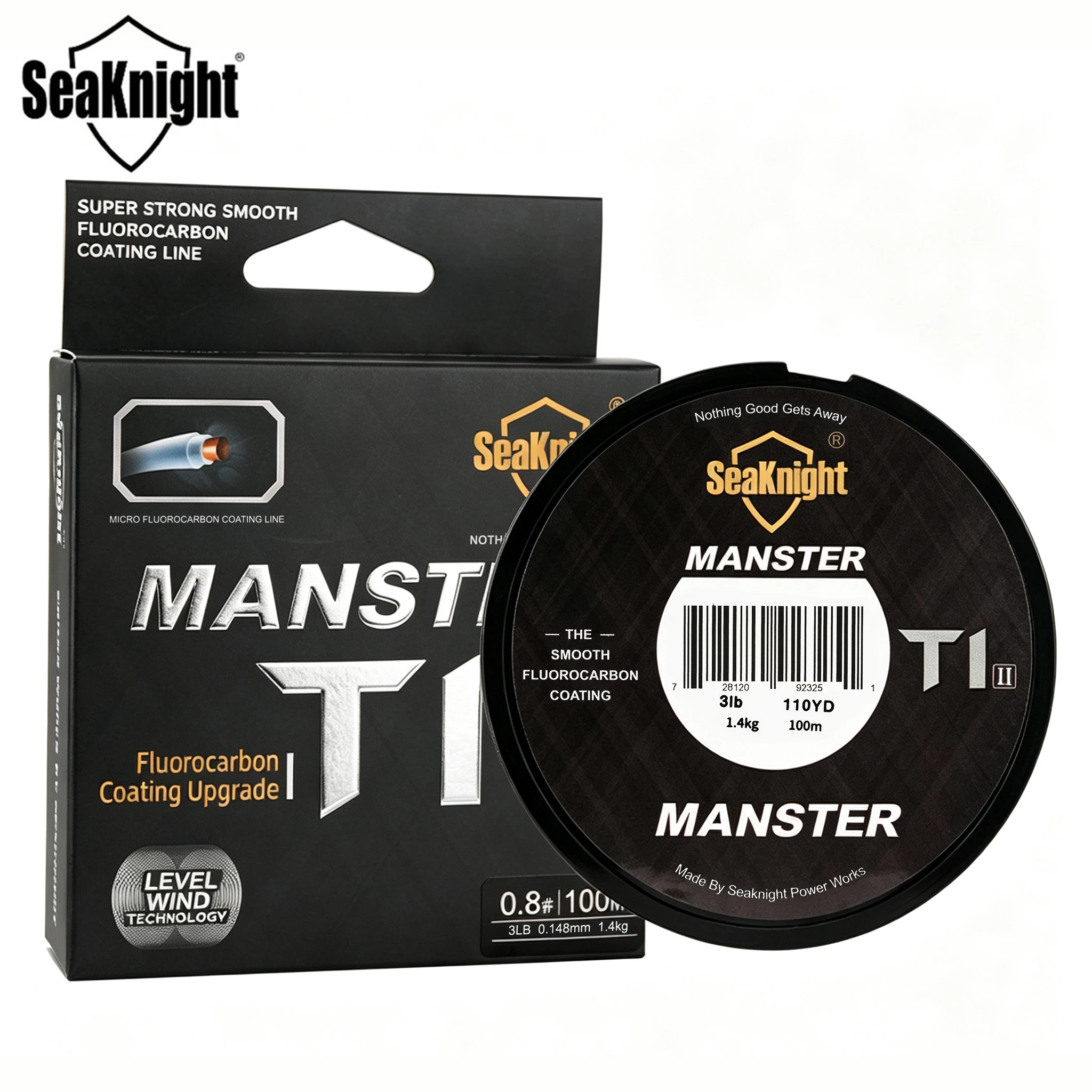 SeaKnight Brand MANSTER T1 II Series 100%Two-layer Fluorocarbon Coating Fishing Line 100M 50M Fast Sinking Line Stronger 3-100LB