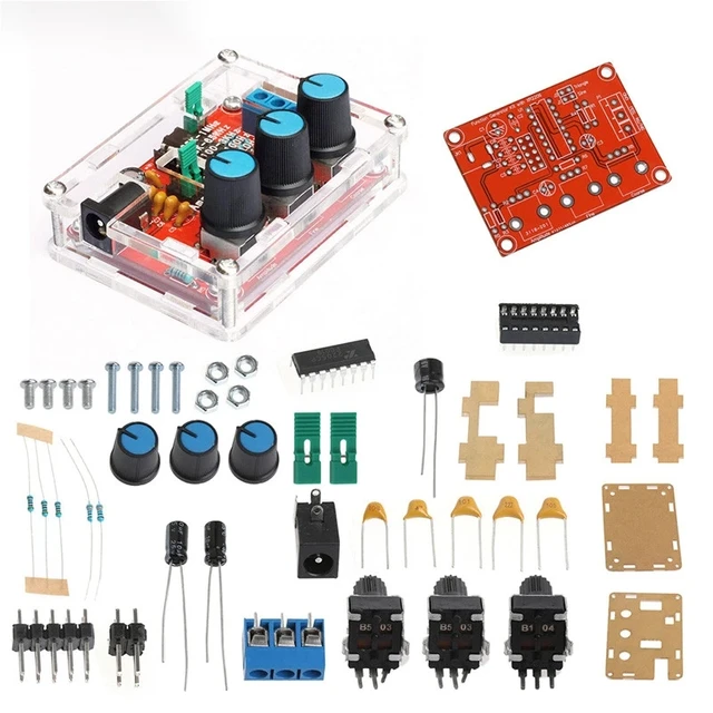 Zestaw DIY generatora sygnałów XR2206 o wysokiej precyzji, fale sinusoidalne, trójkątne i prostokątne, zakres częstotliwości 1Hz-1MHz, regulowana częstotliwość.