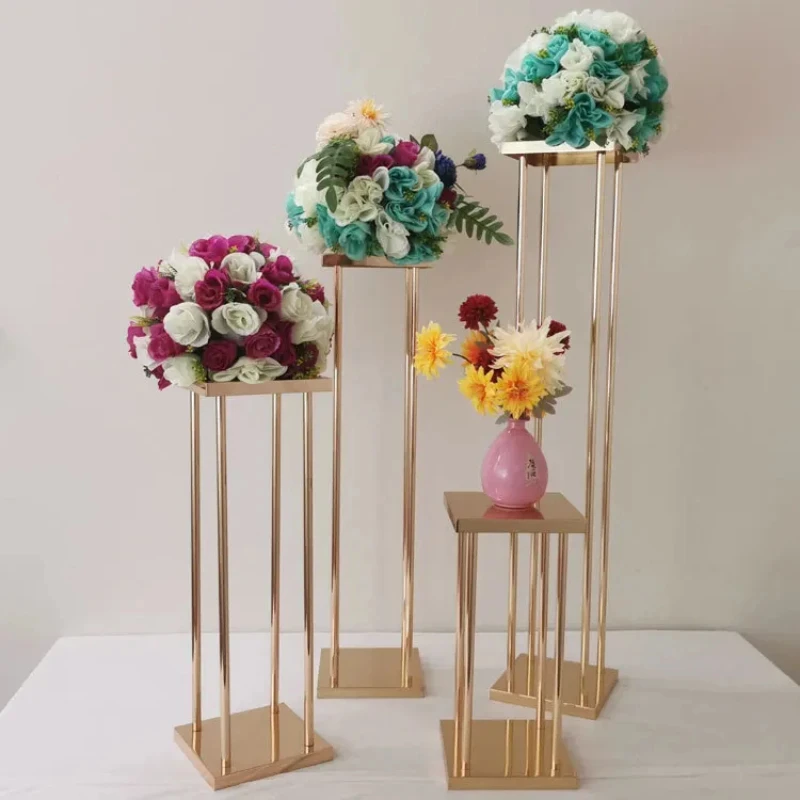 10 Stück Vasenständer in Gold-Säulenform, Metallständer für Hochzeitsdekoration, Blumenständer für Veranstaltungen, Partys und Heimdekoration – Detail 12
