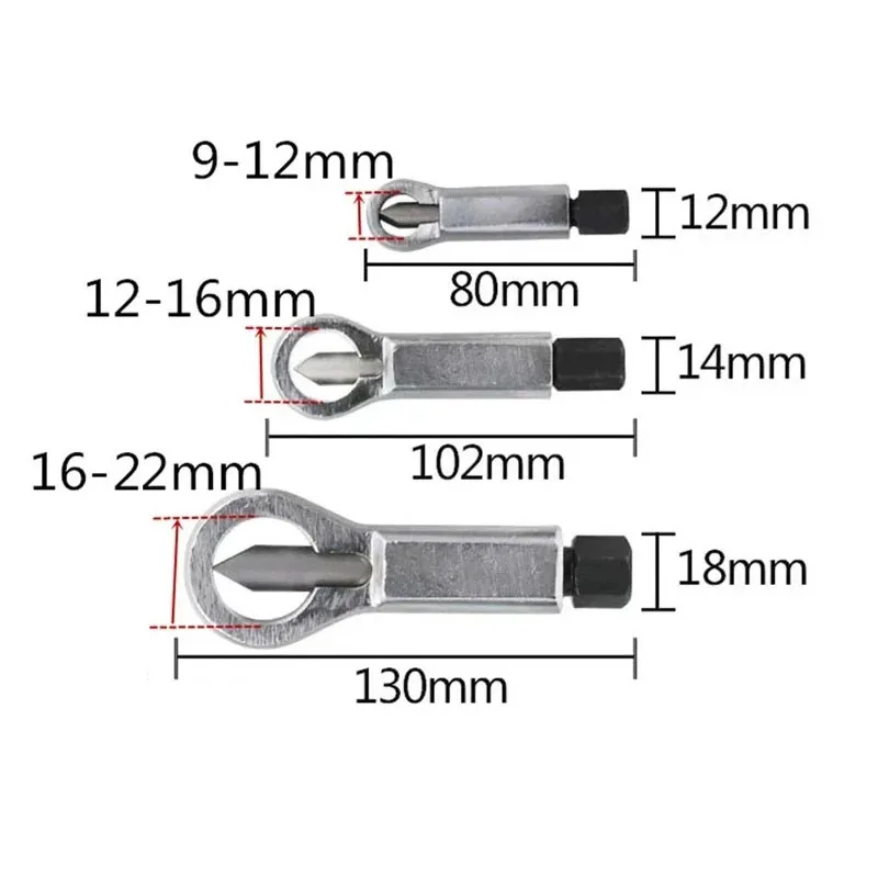 Plicht Roestbestendige Beschadigde Moer Splitter Verwijderaar Roestige Moer Splitter Sleutel Verwijderen Cutter Tool Stalen Sleutel Hex Extractor Tools